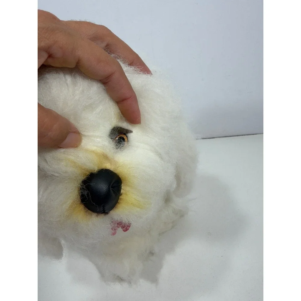 Vintage White Shaggy Plush Dog Stuffed Animal Maltese Bichon Frise Style